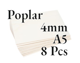 8 x 3 mm - Contreplaqué de peuplier PREMIUM - Panneau de bois - Laser / CNC / Peinture - A5 - Onlywood