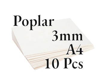 10 x 3 mm - Contreplaqué de peuplier PREMIUM - Panneau de bois - Laser / CNC / Peinture - A4 - Onlywood