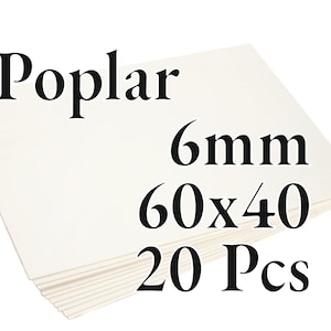 20 Pcs x 6mm - PREMIUM Poplar Plywood - Wood Panel - Laser / CNC / Painting - 60 cm x 40 cm - Onlywood