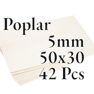 42 Pcs x 5mm - PREMIUM Poplar Plywood - Wood Panel - Laser / CNC / Painting - 50 cm x 30 cm - Onlywood