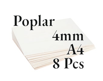 8 x 3 mm - Contreplaqué de peuplier PREMIUM - Panneau de bois - Laser / CNC / Peinture - A4 - Onlywood