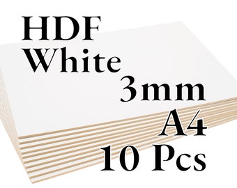 10 Pcs x 3mm - Blanc HDF - Panneaux de fibres - Laser / CNC / Peinture - A4 - Onlywood