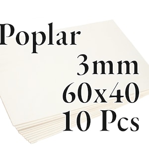 10 Pcs x 3mm - PREMIUM Poplar Plywood - Wood Panel - Laser / CNC / Painting - 60 cm x 40 cm - Onlywood
