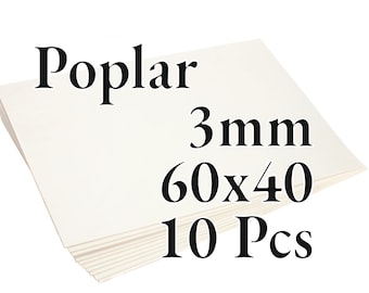 10 Stück x 3 mm – PREMIUM Pappelsperrholz – Holzplatte – Laser/CNC/Lackierung – 60 cm x 40 cm – Onlywood