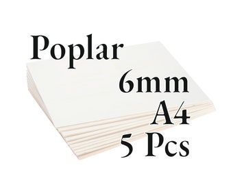 5 Pcs x 6mm - PREMIUM Poplar Plywood - Wood Panel - Laser / CNC / Painting - A4 - Onlywood