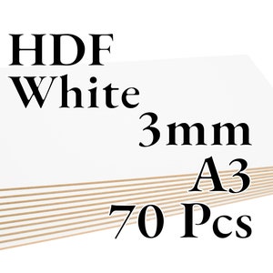 70 Pcs x 3mm HDF blanc Panneaux de fibres Laser / CNC / Peinture A3 Onlywood 70 Pcs - A3