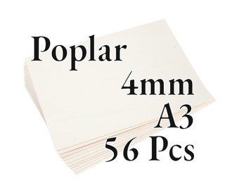 56 Stück x 3 mm – PREMIUM Pappelsperrholz – Holzplatte – Laser/CNC/Lackierung – A3 – Onlywood