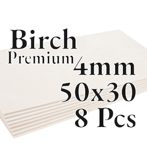 8 Pcs x 4mm - PREMIUM Birch Baltic Plywood - Wood Panel - Laser / CNC / Painting - 50x30 - Onlywood