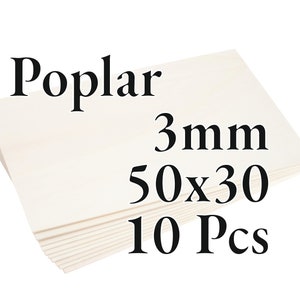 10 Pcs x 3mm - PREMIUM Poplar Plywood - Wood Panel - Laser / CNC / Painting - 50 cm x 30 cm - Onlywood