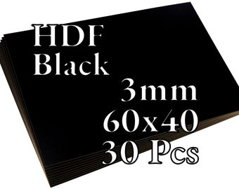 30 Pcs x 3mm - Noir HDF - Panneaux de fibres - Laser / CNC / Peinture - 60x40 - Onlywood