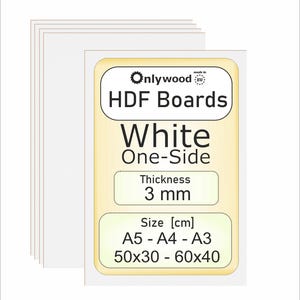 HDF-mdf-platen - 3 mm - enkelzijdig wit - hardboard - laser/cnc/schildering - Onlywood