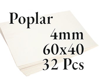 32 Stück x 3mm - PREMIUM Pappel Sperrholz - Holzplatte - Laser/Cnc/Anstrich - 60 cm x 40 cm - Onlywood