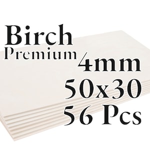 56 Pcs x 4mm - PREMIUM Birch Baltic Plywood - Wood Panel - Laser / CNC / Painting - 50x30 - Onlywood