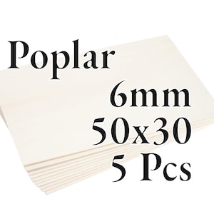 5 Pcs x 6mm - PREMIUM Poplar Plywood - Wood Panel - Laser / CNC / Painting - 50 cm x 30 cm - Onlywood