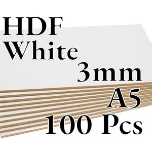 70 Pcs x 3mm HDF blanc Panneaux de fibres Laser / CNC / Peinture A3 Onlywood 100 Pcs - A5