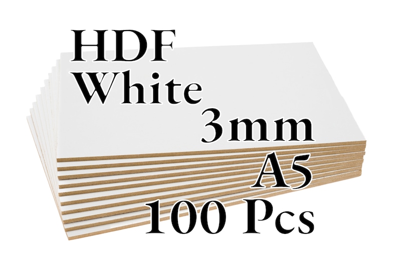 70 Pcs x 3mm HDF blanc Panneaux de fibres Laser / CNC / Peinture A3 Onlywood 100 Pcs - A5