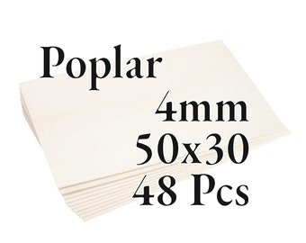 48 Stück x 3mm - PREMIUM Pappel Sperrholz - Holzplatte - Laser/Cnc/ Malerei - 50 cm x 30 cm - Onlywood