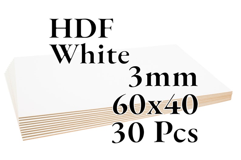 70 Pcs x 3mm HDF blanc Panneaux de fibres Laser / CNC / Peinture A3 Onlywood 30 Pcs - 60x40