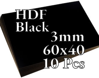 10 Pcs x 3mm - Noir HDF - Panneaux de fibres - Laser / CNC / Peinture - 60x40 - Onlywood