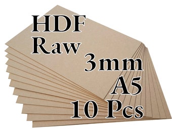 10 Pcs x 3mm - Raw HDF - Fibreboard - Laser / CNC / Painting - A5 - Onlywood