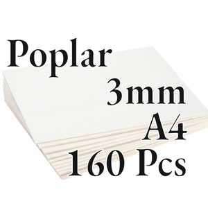 160 Pcs x 3mm - PREMIUM Poplar Plywood - Wood Panel - Laser / CNC / Painting - A4 - Onlywood