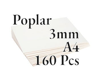 160 Stück x 3 mm – PREMIUM Pappelsperrholz – Holzplatte – Laser/CNC/Lackierung – A4 – Onlywood