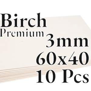 10 Pcs x 3mm - PREMIUM Birch Baltic Plywood - Wood Panel - Laser / CNC / Painting - 60x40cm - Onlywood