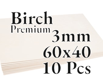 10 Stück x 3mm - PREMIUM Birke Baltic Sperrholz - Holzplatte - Laser / CNC / Lackierung - 60x40cm - Onlywood