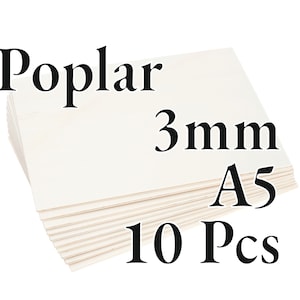 10 Pcs x 3mm - PREMIUM Poplar Plywood - Wood Panel - Laser / CNC / Painting - A5 - Onlywood