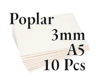 10 Pcs x 3mm - PREMIUM Poplar Plywood - Wood Panel - Laser / CNC / Painting - A5 - Onlywood