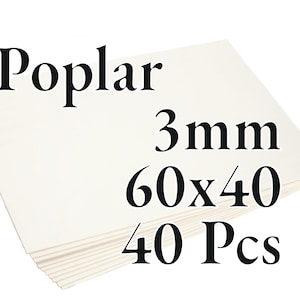 40 Pcs x 3mm - PREMIUM Poplar Plywood - Wood Panel - Laser / CNC / Painting - 60 cm x 40 cm - Onlywood