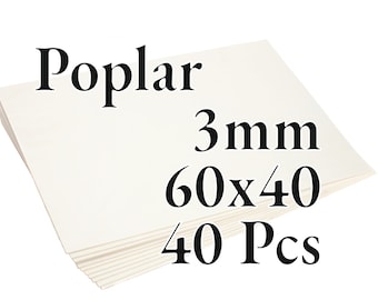 40 Stück x 3 mm – PREMIUM Pappelsperrholz – Holzplatte – Laser/CNC/Lackierung – 60 cm x 40 cm – Onlywood