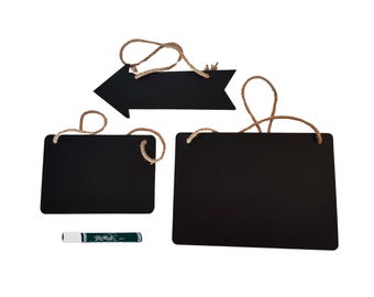 Kreidetafel | Rechteck Pfeil | Wandschild |  Information Platte | mit Chalk Marker | Nur Holz