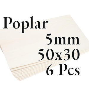 6 Pcs x 5mm - PREMIUM Poplar Plywood - Wood Panel - Laser / CNC / Painting - 50 cm x 30 cm - Onlywood