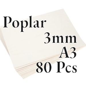 80 Pcs x 3mm - PREMIUM Poplar Plywood - Wood Panel - Laser / CNC / Painting - A3 - Onlywood
