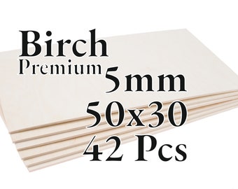 42 Pcs x 5mm - PREMIUM Birch Baltic Plywood - Wood Panel - Laser / CNC / Painting - 50x30 - Onlywood