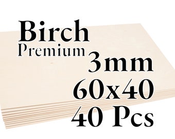 40 Stück x 3mm - PREMIUM Birke Baltic Sperrholz - Holzplatte - Laser / CNC / Lackierung - 60x40cm - Onlywood