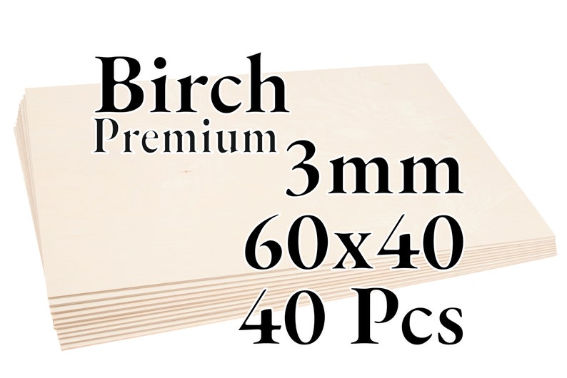 40 x 3 mm Contreplaqué de bouleau balte PREMIUM Panneau de bois Laser / CNC / Peinture 60 x 40 cm Onlywood image 1