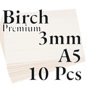 10 Pcs x 3mm - PREMIUM Birch Baltic Plywood - Wood Panel - Laser / CNC / Painting - A5 - Onlywood