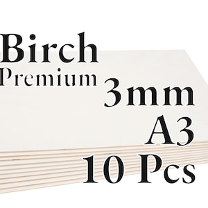10 Pcs x 3mm - PREMIUM Birch Baltic Plywood - Wood Panel - Laser / CNC / Painting - A3 - Onlywood