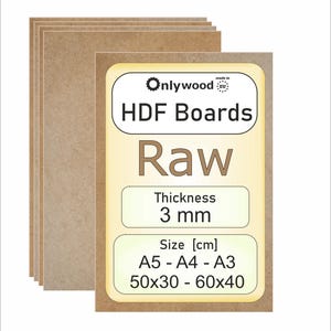 HDF-mdf-platen – 3 mm – onbewerkt/natuurlijk – hardboard – laser/CNC/schildering – Onlywood