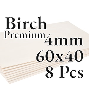8 Pcs x 4mm - PREMIUM Birch Baltic Plywood - Wood Panel - Laser / CNC / Painting - 60x40 - Onlywood