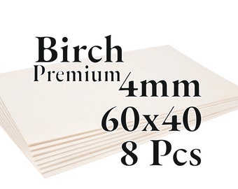 8 x 4 mm - Contreplaqué de bouleau balte PREMIUM - Panneau de bois - Laser / CNC / Peinture - 60 x 40 - Onlywood