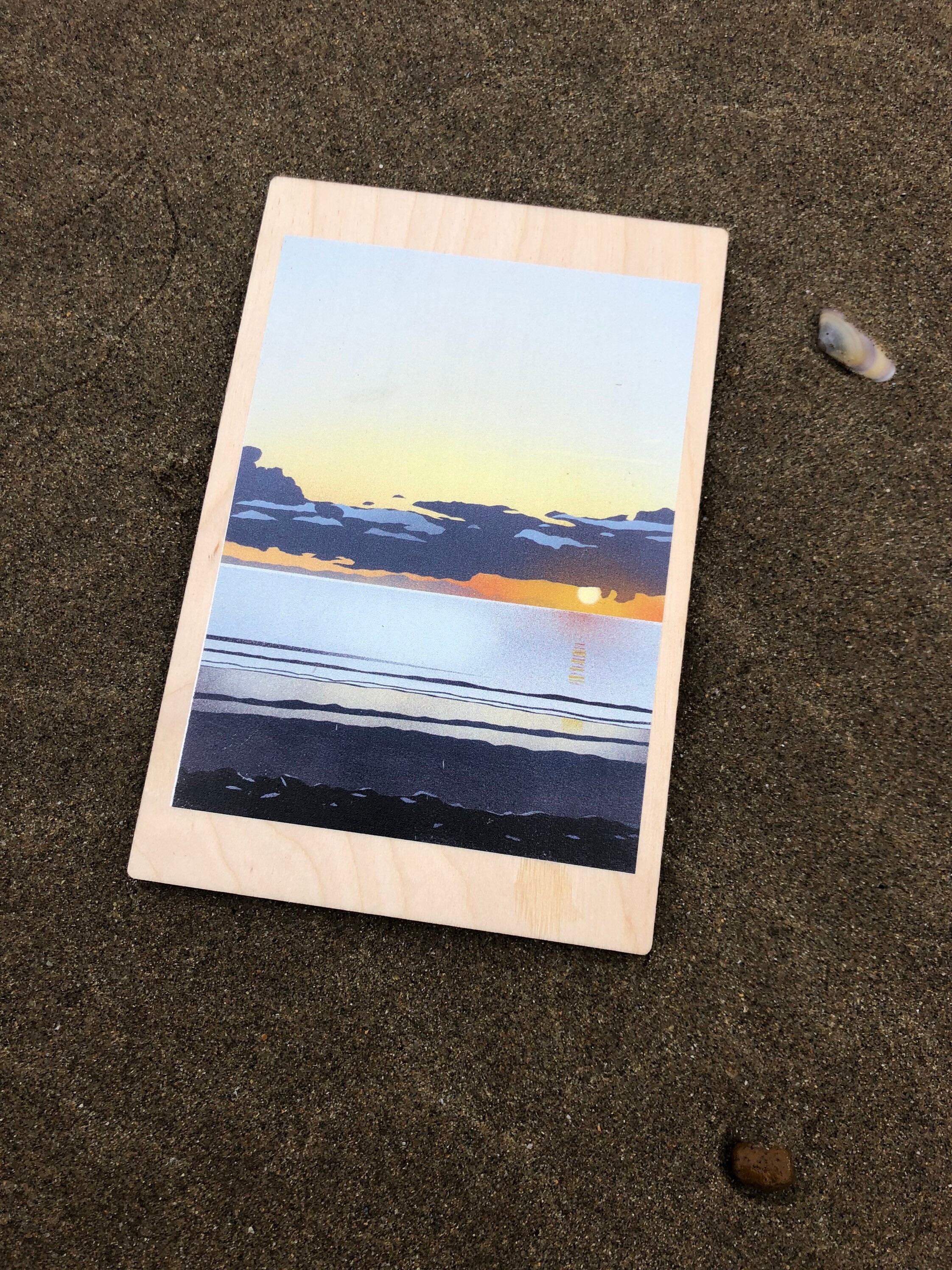 Newgale wooden postcard print