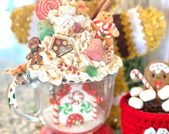 Mug Topper Faux Whipped Cream Christmas | Rae Dunn | Coffee bar | Tiered  Tray Decor | Fake Mug Toppers | Cream Toppers | Candy Cane