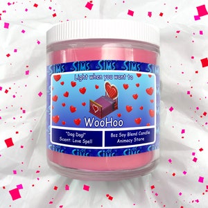 Sims 1 WooHoo CANDLE! - 8 oz Hand Poured Soy Blend Wax - Video Game Nerdy Gift