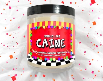 Circus Inspired CAINE Candle - 8 oz Hand Poured Soy Blend Wax - Video Game Nerdy Gift