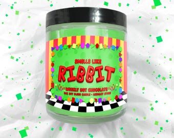 Circus Inspired RIBBIT Candle - 8 oz Hand Poured Soy Blend Wax - Video Game Nerdy Gift