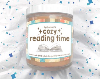 Light When it's Cozy Reading Time Candle - Booktok - 8 oz Hand Poured Soy Blend Wax - Nerdy Book Gift