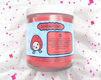 Ichigotchi - Tama Friends Candle - 8 oz Hand Poured Soy Blend Wax - Video Game Nerdy Gift